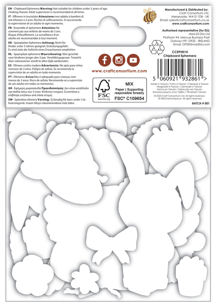 Craft Consortium Amongst the Hedgerow Chipboard Ephemera (CCEPH014)