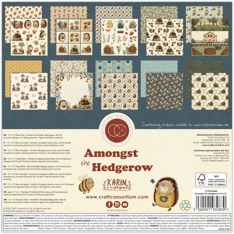 Craft Consortium Amongst the Hedgerow 12x12 Inch Premium Paper Pad (CCPPAD048)