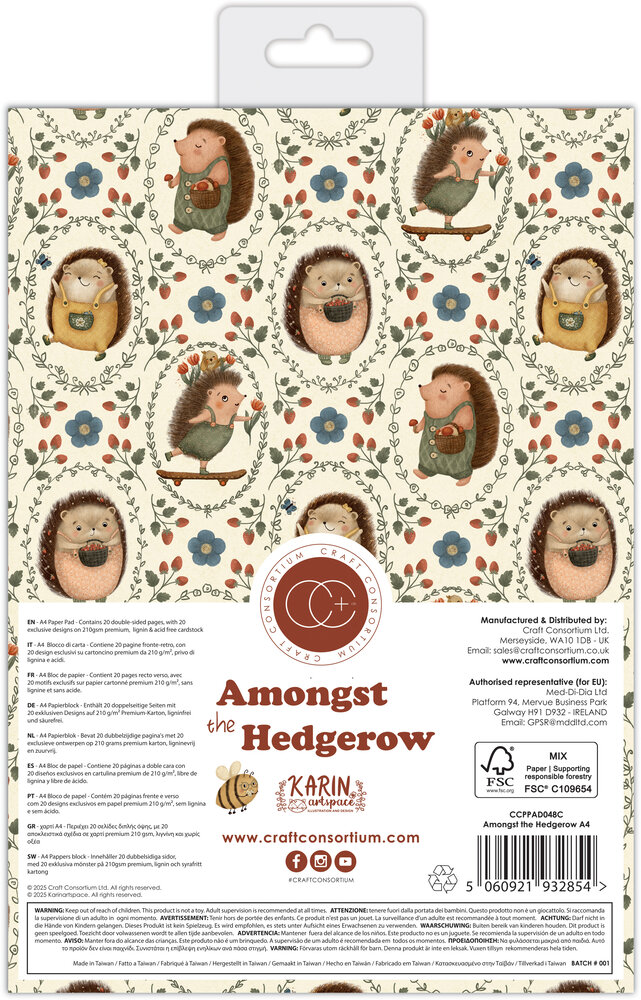 Craft Consortium Amongst the Hedgerow A4 Premium Paper Pad (CCPPAD048C)