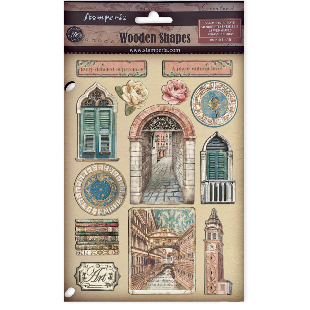 Stamperia Venice City of Art A5 Colored Wooden Shape (KLSP185) Stamperia Venice City of Art A5 Colored Wooden Shape (KLSP185)