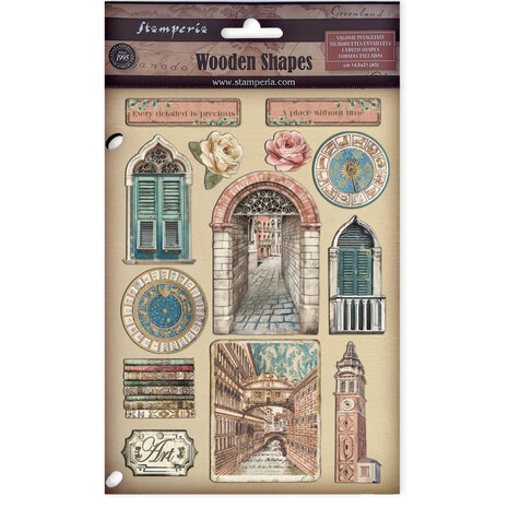 Stamperia Venice City of Art A5 Colored Wooden Shape (KLSP185) Stamperia Venice City of Art A5 Colored Wooden Shape (KLSP185)