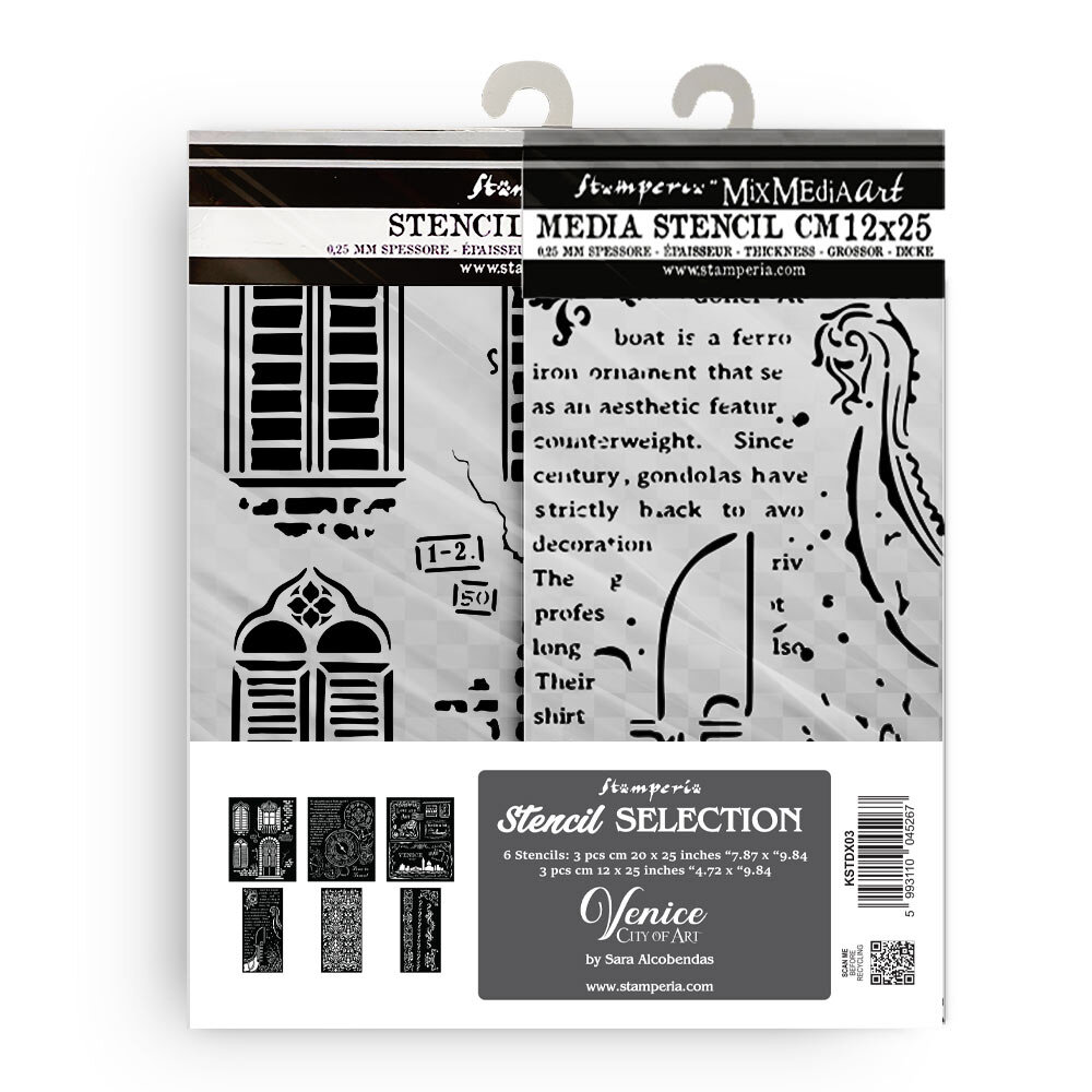 Stamperia Venice City of Art Stencil Selection (8pcs) (KSTDX03) Stamperia Venice City of Art Stencil Selection (8pcs) (KSTDX03)