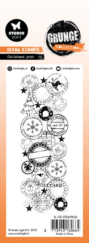 Studio Light Christmas Post Grunge Clear Stamp (SL-GR-STAMP842) Studio Light Christmas Post Grunge Clear Stamp (SL-GR-STAMP842)