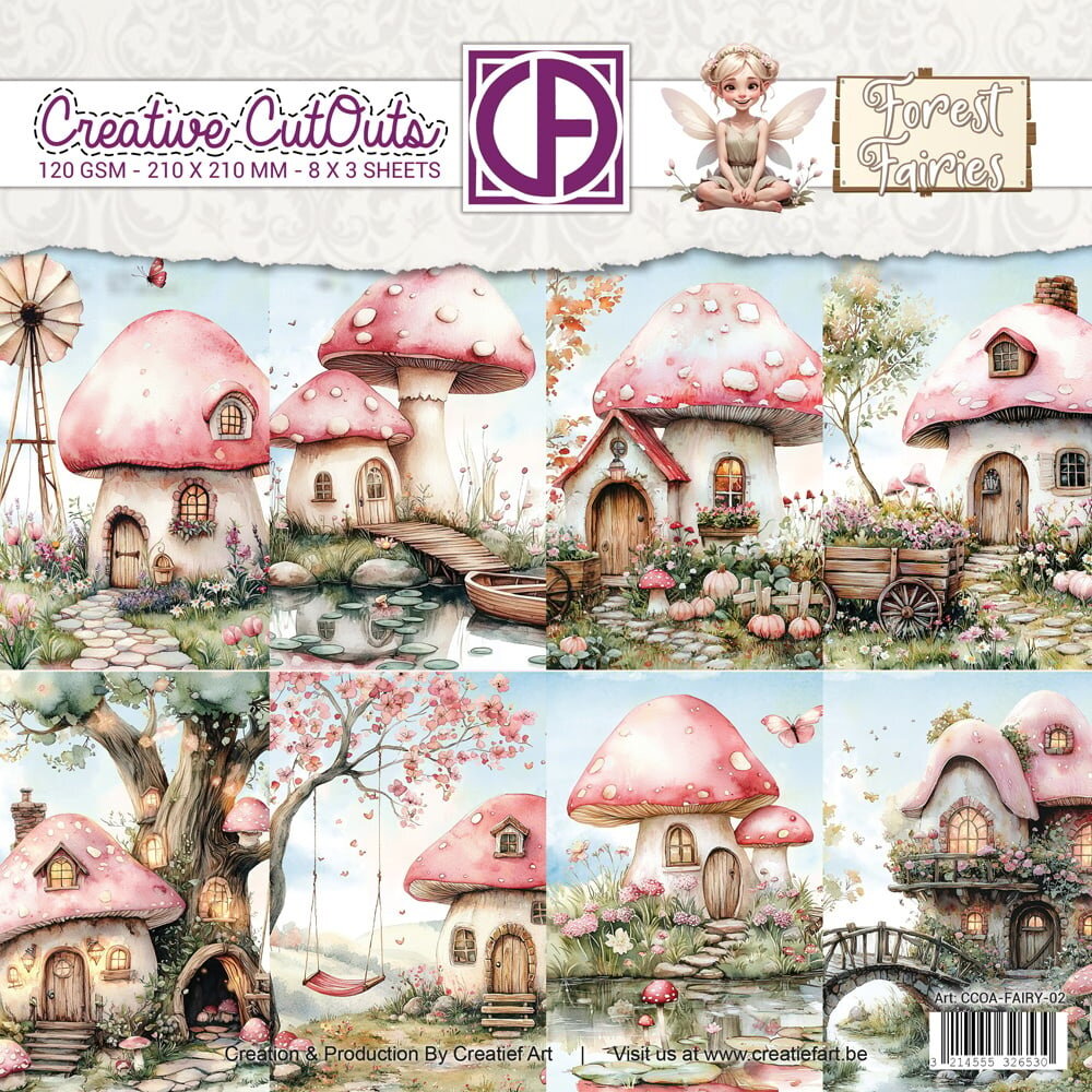 Creatief Art Forest Fairies 8x8 Inch Paper Pack Mushroom Houses (CCOA-FAIRY-02)