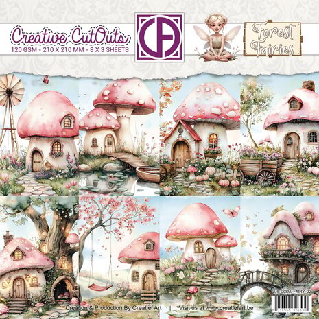 Creatief Art Forest Fairies 8x8 Inch Paper Pack Mushroom Houses (CCOA-FAIRY-02)