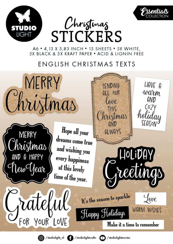 Studio Light English Christmas Texts Christmas Stickers (SL-ES-STIC39)