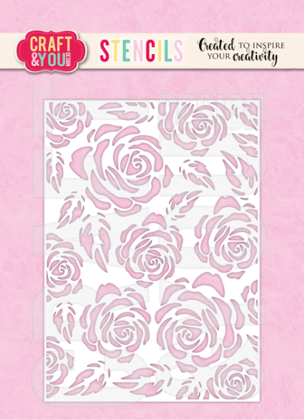 Craft & You Design Big Roses A6 Stencil (SC010) Craft & You Design Big Roses A6 Stencil (SC010)