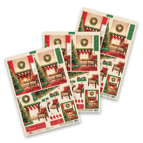 Katy Sue Designs Christmas Fireplace Scene 3D Die-Cut Decoupage (3pcs) (11-DCD728)