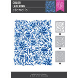 Hero Arts What's Brewing? Color Layering Stencils Delft Floral (SA304)