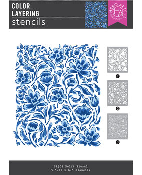Hero Arts What's Brewing? Color Layering Stencils Delft Floral (SA304)