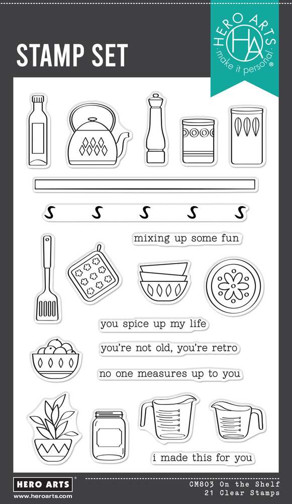 Hero Arts Retro Kitchen On the Shelf Clear Stamps (CM803) Hero Arts Retro Kitchen On the Shelf Clear Stamps (CM803)