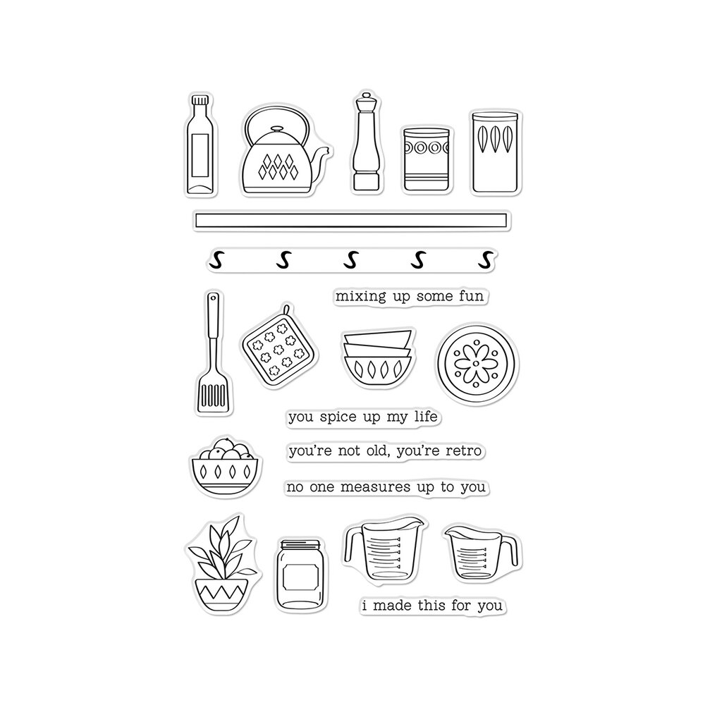 Hero Arts Retro Kitchen On the Shelf Clear Stamps (CM803) Hero Arts Retro Kitchen On the Shelf Clear Stamps (CM803)