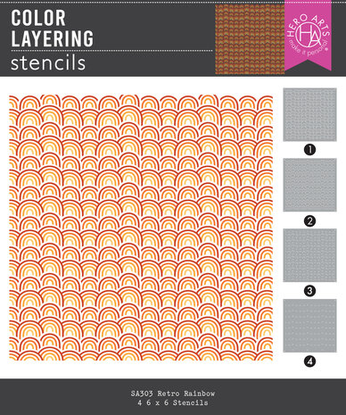 Hero Arts Retro Kitchen Color Layering Stencils Retro Rainbow (SA303) Hero Arts Retro Kitchen Color Layering Stencils Retro Rainbow (SA303)