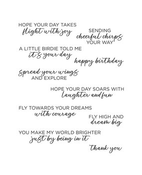 Spellbinders Cheerful Chirps Clear Stamp Set Spread Your Wings Sentiments (STP-252)