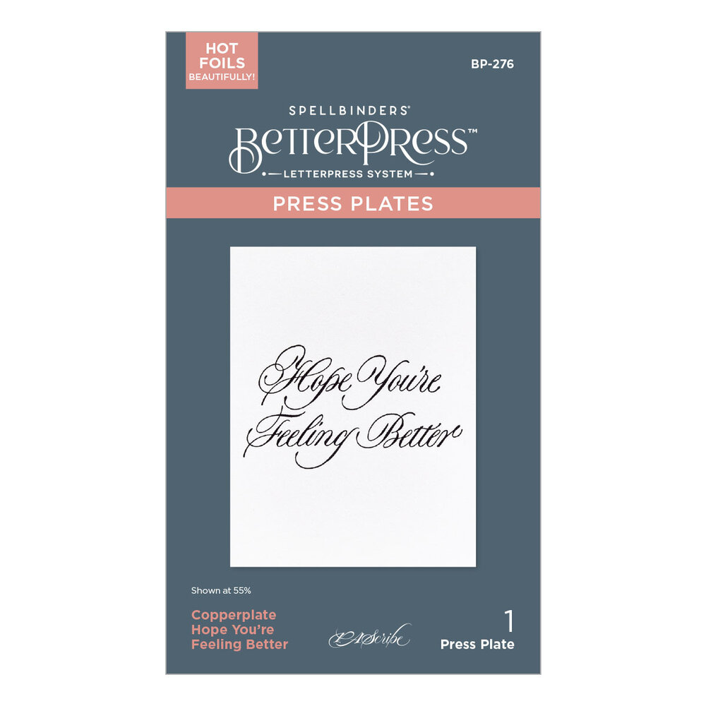 Spellbinders Copperplate Happy Everything Better BetterPress Plate Hope You're Feeling (BP-276) Spellbinders Copperplate Happy Everything Better BetterPress Plate Hope You're Feeling (BP-276)