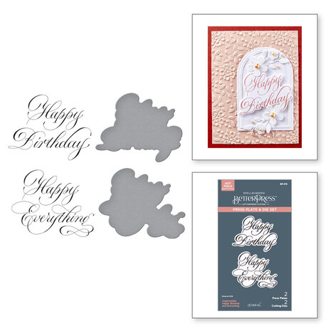 Spellbinders Copperplate Happy Everything BetterPress Plate & Die Set Happy Birthday and Everything (BP-274)