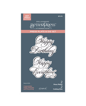 Spellbinders Copperplate Happy Everything BetterPress Plate & Die Set Happy Birthday and Everything (BP-274)