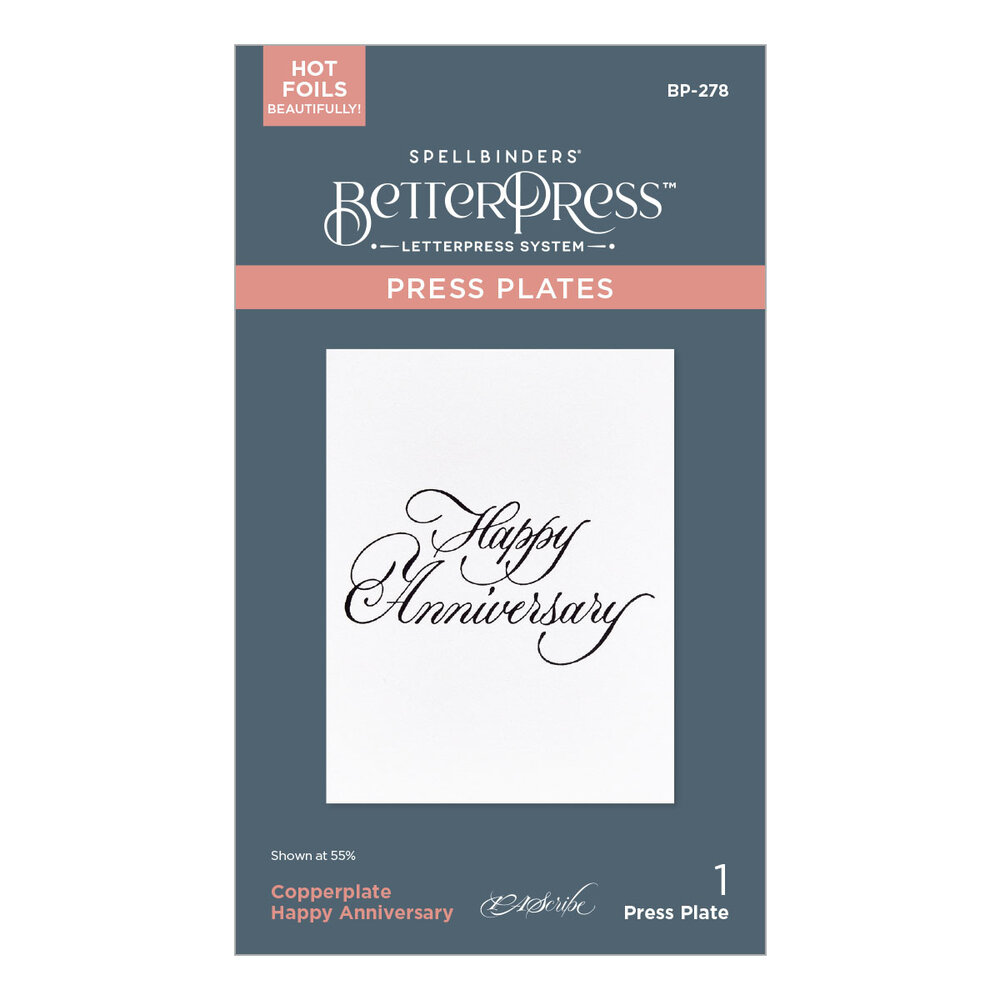 Spellbinders Copperplate Happy Everything BetterPress Plate Happy Anniversary (BP-278) Spellbinders Copperplate Happy Everything BetterPress Plate Happy Anniversary (BP-278)