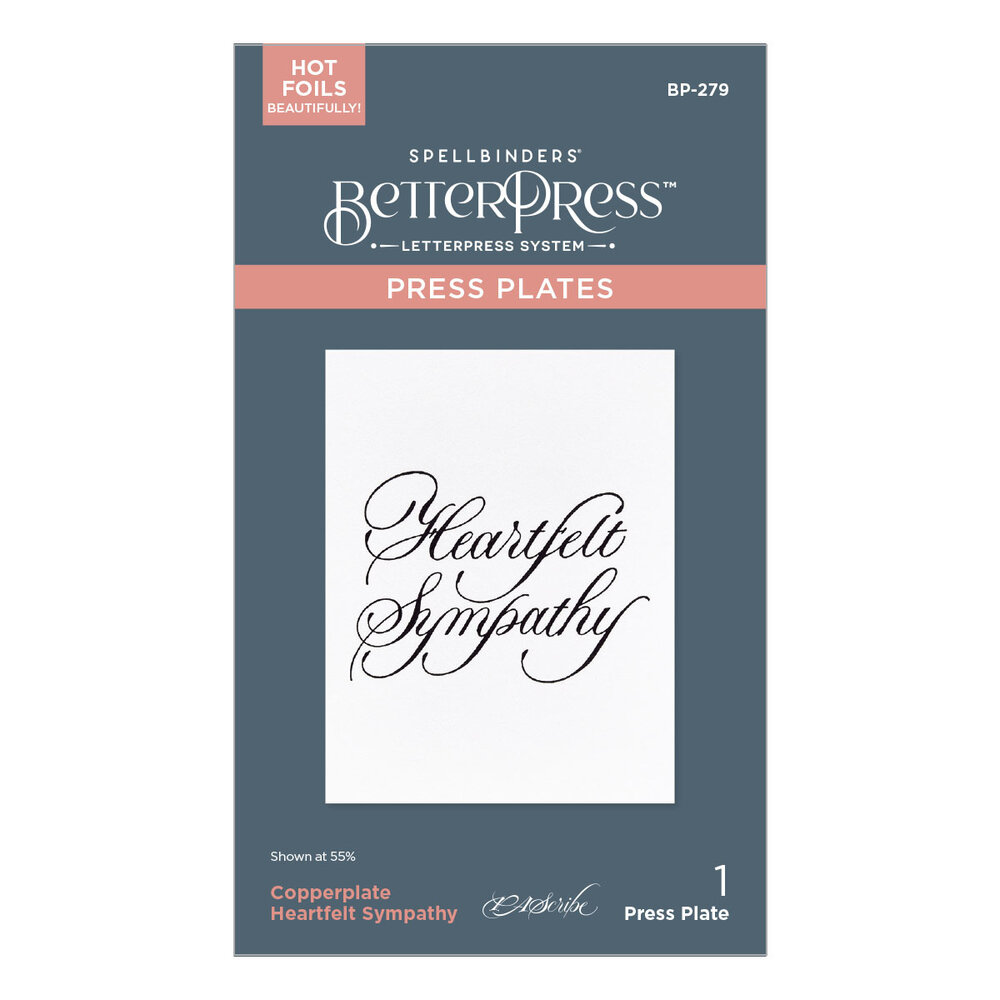 Spellbinders Copperplate Happy Everything BetterPress Plate Heartfelt Sympathy (BP-279) Spellbinders Copperplate Happy Everything BetterPress Plate Heartfelt Sympathy (BP-279)