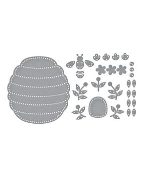 Spellbinders Summer Felt Stitch & Create Etched Dies Floral Beehive (S5-688)