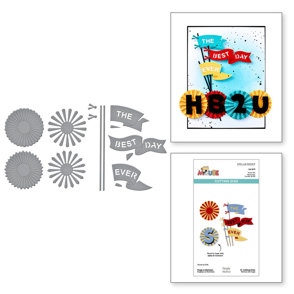 Spellbinders Say Cheese Classic Mouse Etched Dies Flags & Banners (S4-1471) Spellbinders Say Cheese Classic Mouse Etched Dies Flags & Banners (S4-1471)