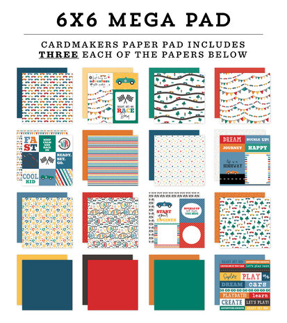 Echo Park Vroom! 6x6 Inch Cardmakers Mega Pad (VR447031) Echo Park Vroom! 6x6 Inch Cardmakers Mega Pad (VR447031)