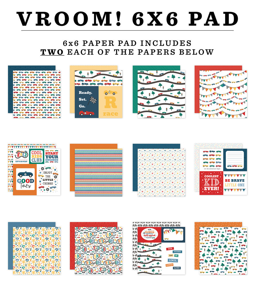 Echo Park Vroom! 6x6 Inch Paper Pad (VR447023) Echo Park Vroom! 6x6 Inch Paper Pad (VR447023)