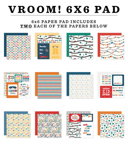 Echo Park Vroom! 6x6 Inch Paper Pad (VR447023) Echo Park Vroom! 6x6 Inch Paper Pad (VR447023)