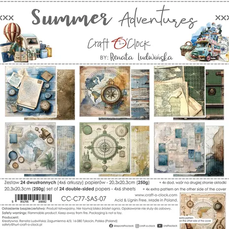 Craft O'Clock Summer Adventures 8x8 Inch Paper Set (CC-C77-SAS-07) Craft O'Clock Summer Adventures 8x8 Inch Paper Set (CC-C77-SAS-07)
