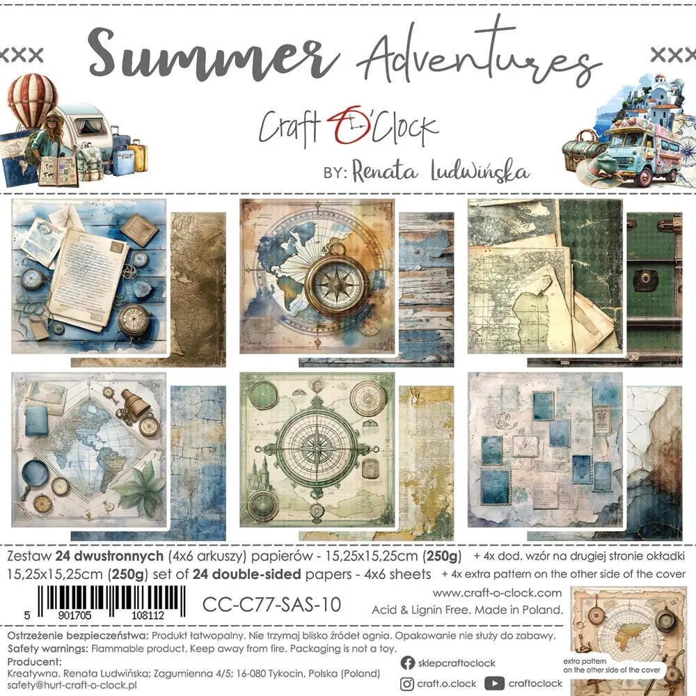 Craft O'Clock Summer Adventures 6x6 Inch Paper Set (CC-C77-SAS-10) Craft O'Clock Summer Adventures 6x6 Inch Paper Set (CC-C77-SAS-10)