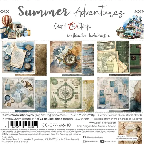 Craft O'Clock Summer Adventures 6x6 Inch Paper Set (CC-C77-SAS-10) Craft O'Clock Summer Adventures 6x6 Inch Paper Set (CC-C77-SAS-10)