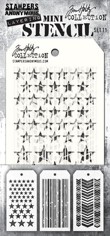 Stampers Anonymous Set #11 Tim Holtz Layering Mini Stencil (3pcs) (THMST011) Stampers Anonymous Set #11 Tim Holtz Layering Mini Stencil (3pcs) (THMST011)