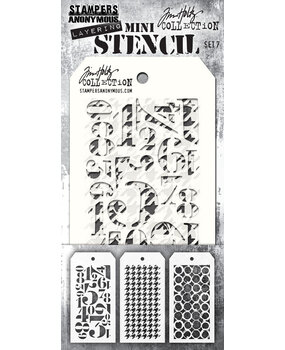 Stampers Anonymous Set #7 Tim Holtz Layering Mini Stencil (3pcs) (THMST007)