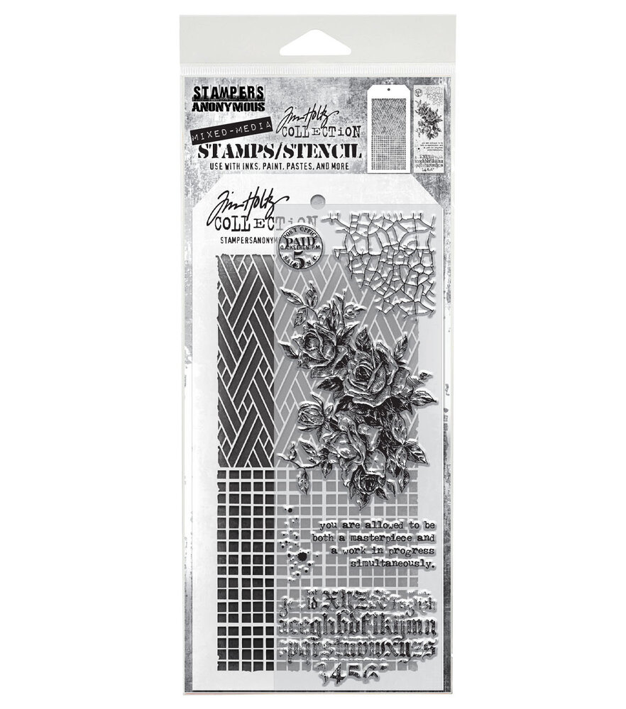 Stampers Anonymous Mixed Media #19 Tim Holtz Stamps/Stencil (THMM119) Stampers Anonymous Mixed Media #19 Tim Holtz Stamps/Stencil (THMM119)