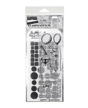 Stampers Anonymous Mixed Media #9 Tim Holtz Stamps/Stencil (THMM109)