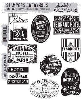 Stampers Anonymous Travel Labels Tim Holtz Cling Stamps (CMS108)