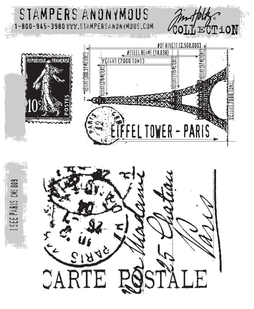 Stampers Anonymous I See Paris Tim Holtz Cling Stamps (CMS009) Stampers Anonymous I See Paris Tim Holtz Cling Stamps (CMS009)