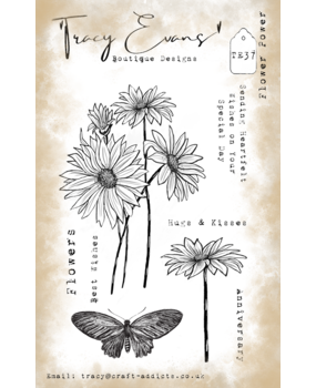 Tracy Evans Flower Power A6 Stamp (TE037)