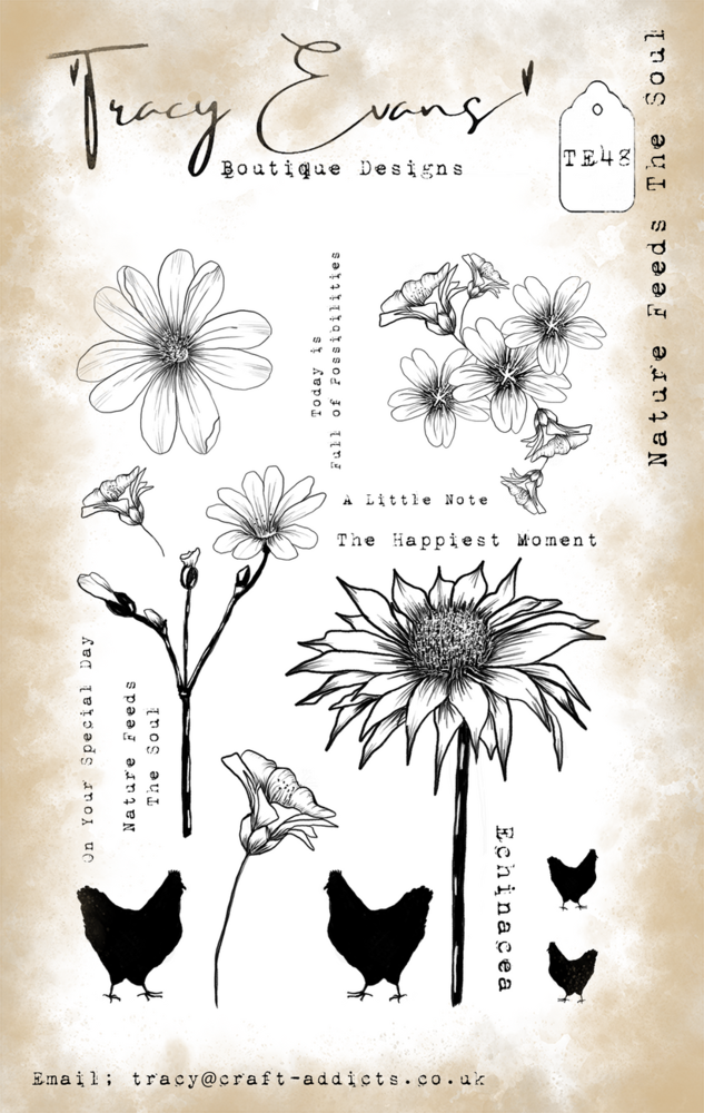 Tracy Evans Nature Feeds The Soul A5 Stamp (TE048) Tracy Evans Nature Feeds The Soul A5 Stamp (TE048)