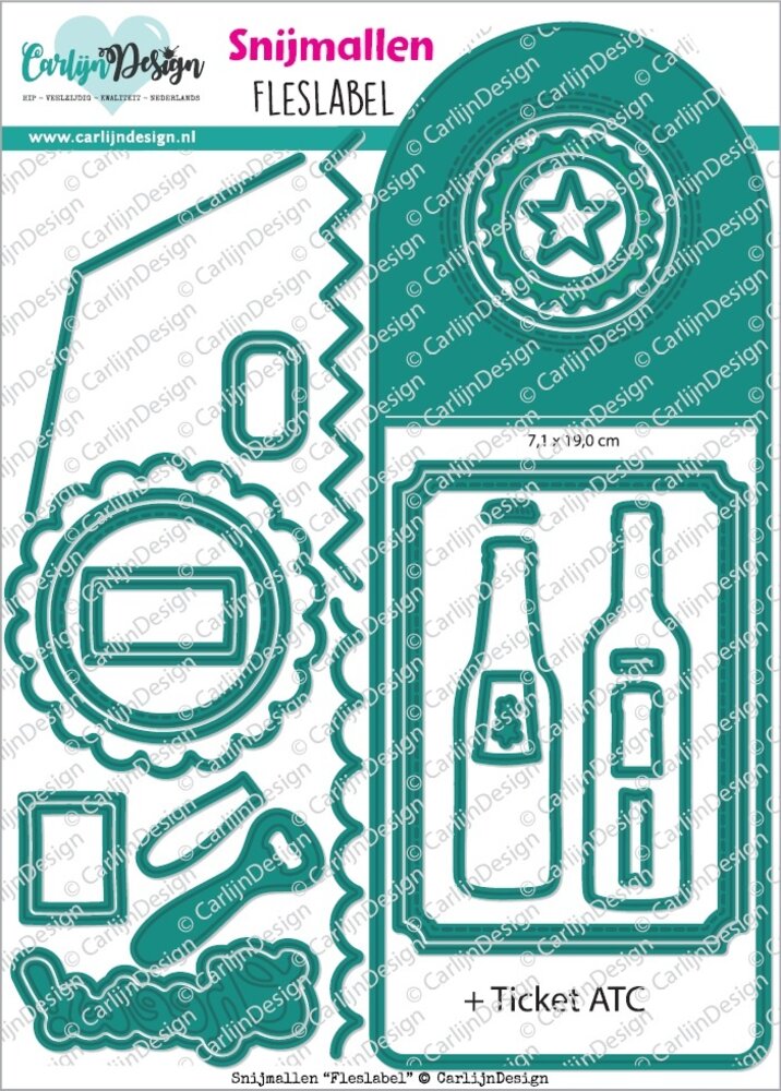 CarlijnDesign Snijmallen Fles Label (CDSN-0316) CarlijnDesign Snijmallen Fles Label (CDSN-0316)
