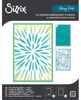 Sizzix 3D Textured Impressions w/ Stencil by Stacey Park A6 Burst of Bright (666892)