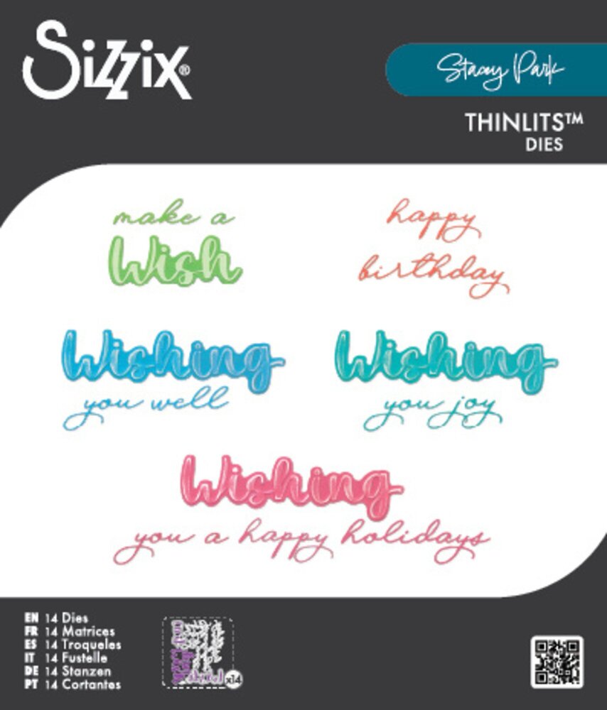 Sizzix Thinlits Die by Stacey Park Take Two's, Wish Sentiment (14pcs) (666900) Sizzix Thinlits Die by Stacey Park Take Two's, Wish Sentiment (14pcs) (666900)