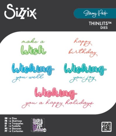 Sizzix Thinlits Die by Stacey Park Take Two's, Wish Sentiment (14pcs) (666900) Sizzix Thinlits Die by Stacey Park Take Two's, Wish Sentiment (14pcs) (666900)