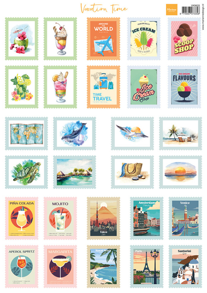Marianne Design Decoupage A4 Sheet Stamps Vacation Time (VK9633) Marianne Design Decoupage A4 Sheet Stamps Vacation Time (VK9633)