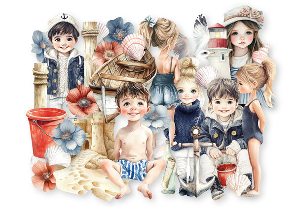 Dutch Doobadoo Waves at the Sea A6 Dutch Collage Die-Cuts Waves of the Sea (31pcs) (474.007.508) (OUTLET)