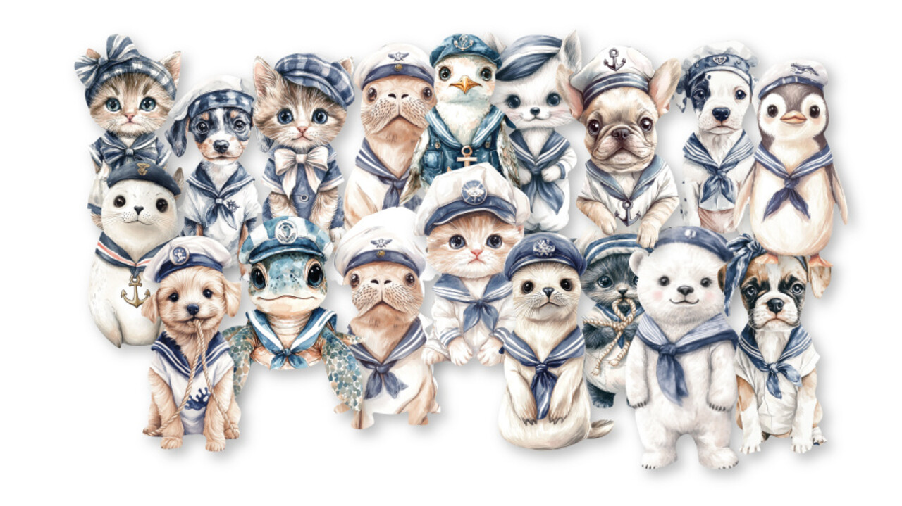 Dutch Doobadoo Waves at the Sea A7 Dutch Collage Die-Cuts Little Sailors (18pcs) (474.007.509) (OUTLET)