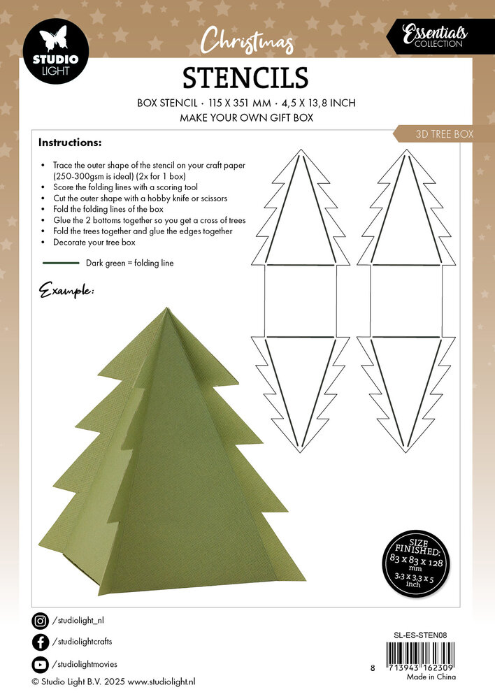 Studio Light 3D Tree Box Christmas Stencil (SL-ES-STEN08) Studio Light 3D Tree Box Christmas Stencil (SL-ES-STEN08)