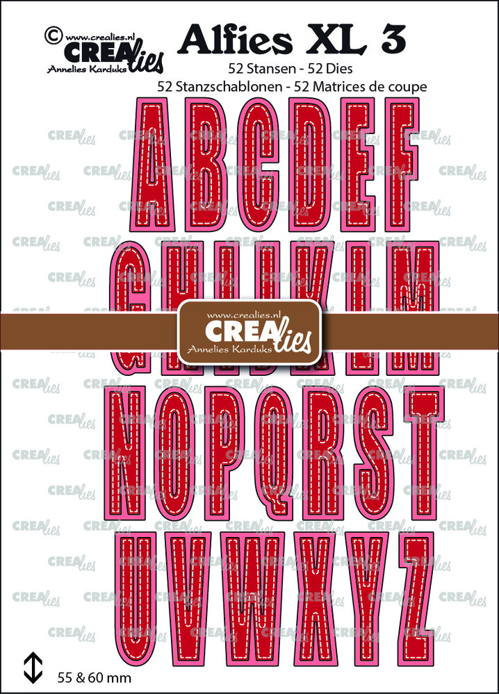 Crealies Alfies Stansen XL No. 3 Hoofdletters met Schaduw (CLALFXL03)