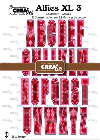 Crealies Alfies Stansen XL No. 3 Hoofdletters met Schaduw (CLALFXL03)