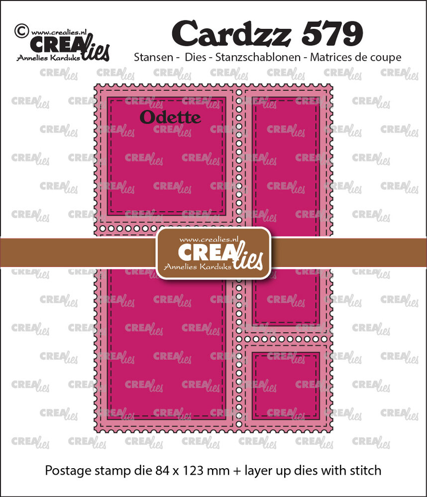 Crealies Cardzz Dies Postage Stamp Frame Rectangular Odette (CLCZ579)